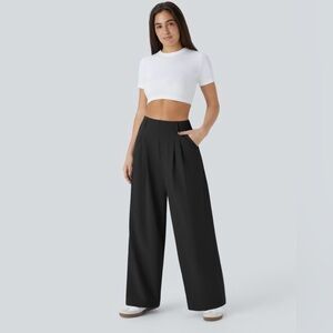 Breezeful High Waisted Pocket Wide Leg Flowy Solid Palazzo Quick Dry M Black